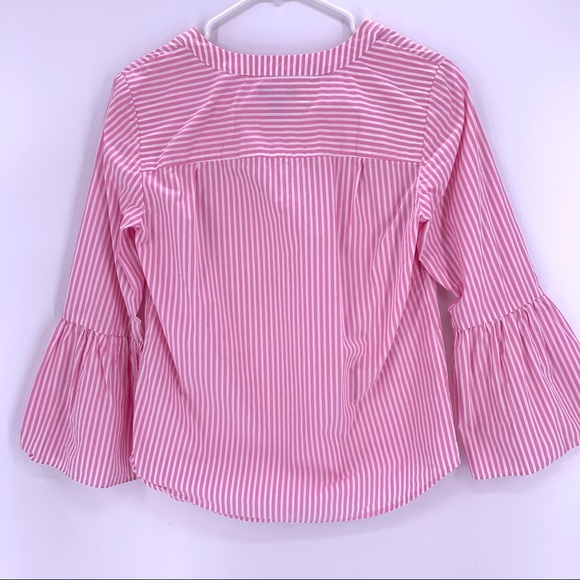 J Crew Striped Bell Sleeve Popover Top Sz 2 - Picture 3 of 11